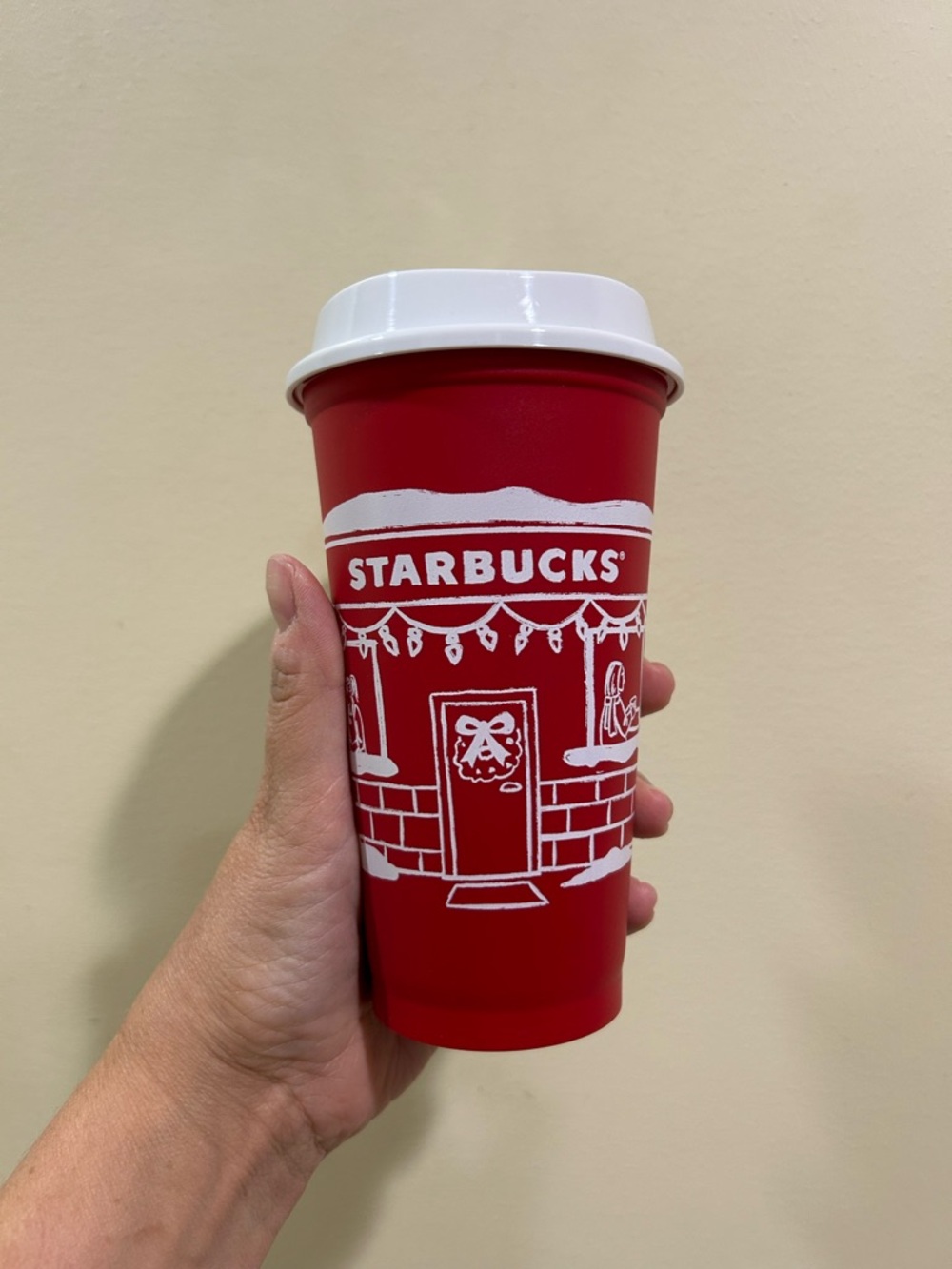 NEW Starbucks 2025 Red Holiday Reusable Cup with White Lid